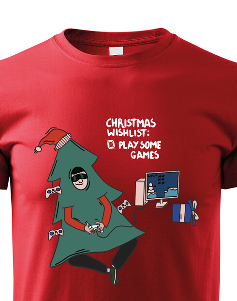 Dětské vánoční tričko Christmas wishlist play some games