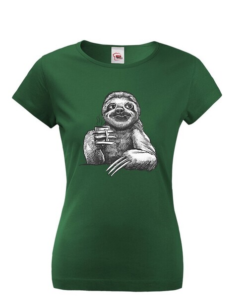 Dámské tričko Lenochod s kávou