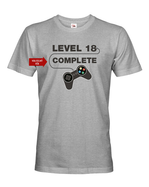 Pánské tričko k 18. narozeninám Level complete