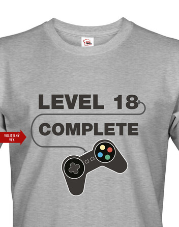 Pánské tričko k 18. narozeninám Level complete