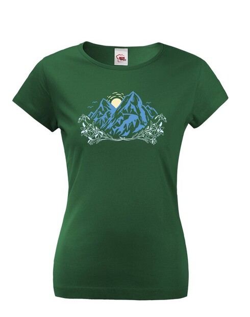 Dámské tričko s potiskem Alpských hor