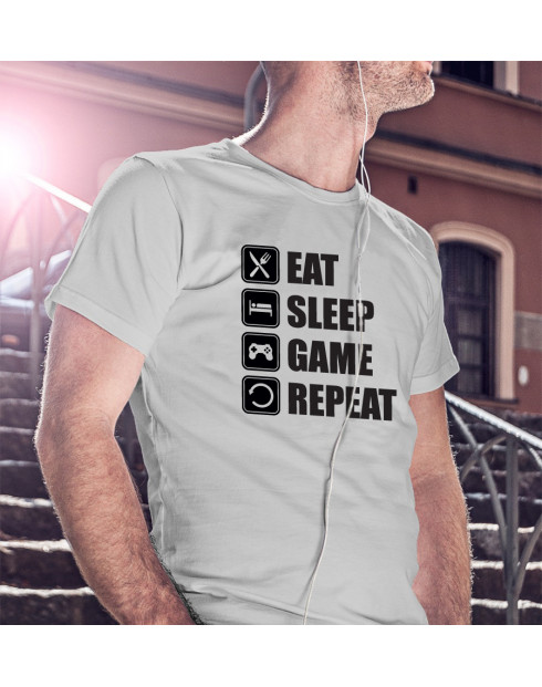 Pánské Geek/hráčské triko EAT, SLEEP, GAME, REPEAT