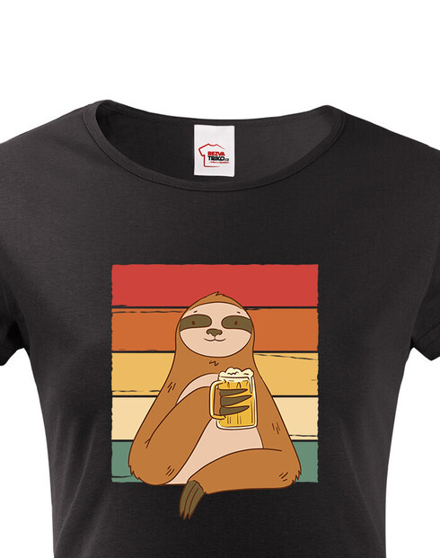 Dámské tričko Lenochod s pivem