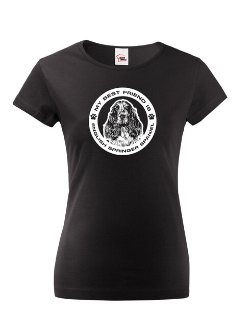 Dámské tričko Anglický špringršpaněl kulatý motiv