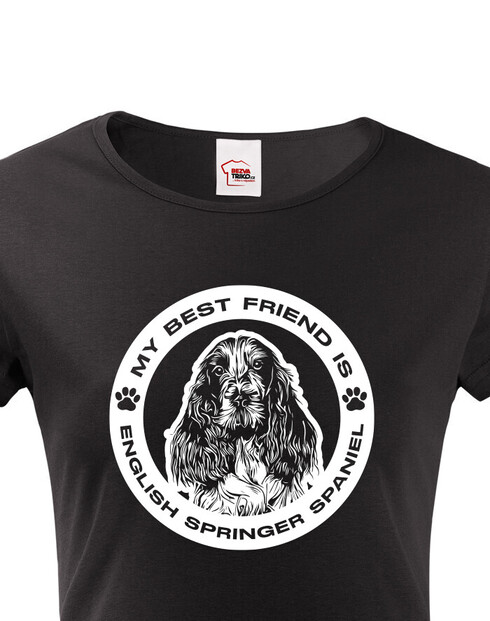 Dámské tričko Anglický špringršpaněl kulatý motiv