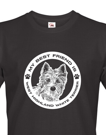 Pánské tričko West Highland White teriér kulatý motív