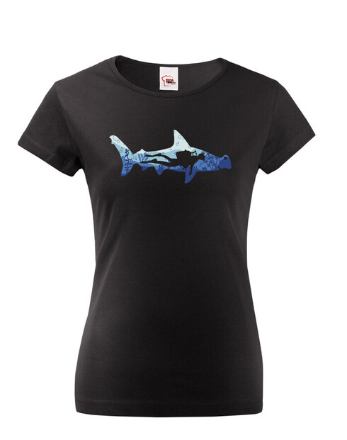 Dámské tričko Potápěč a žralok