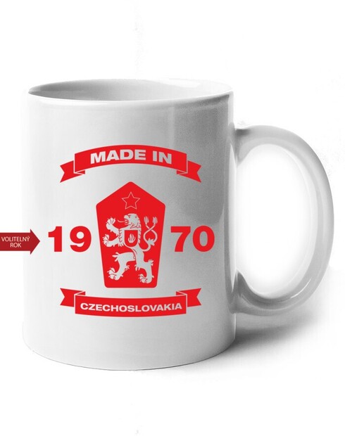 Hrneček k narozeninám se lvem a znakem ČSSR