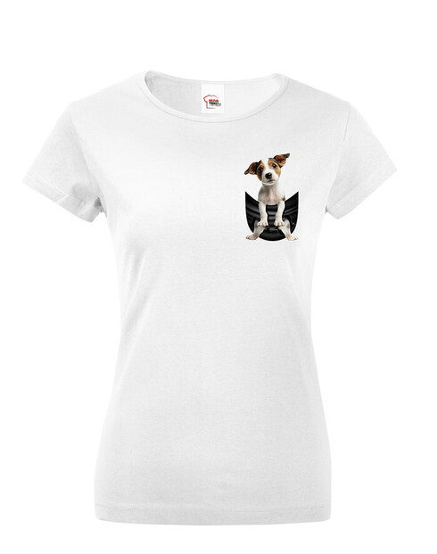 Dámské tričko Jack russel teriér v kapsičce