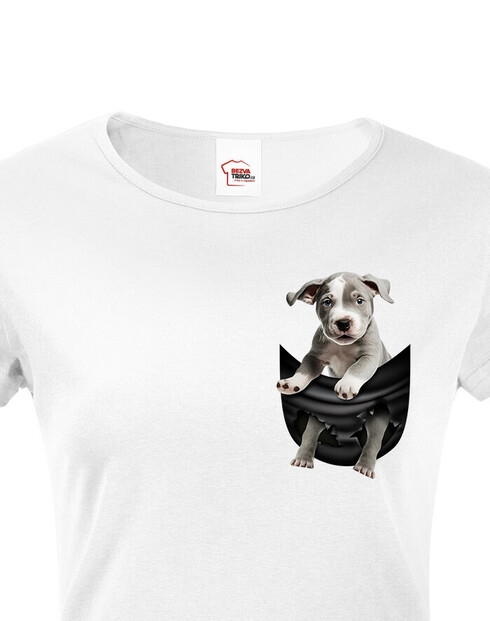 Dámské tričko Stafordširský bulteriér v kapsičce