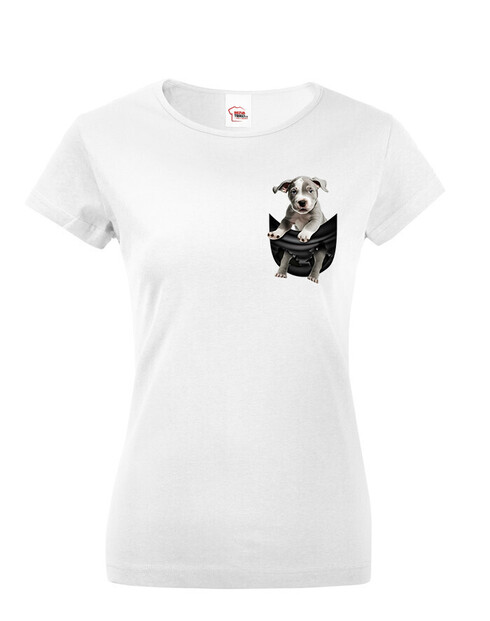 Dámské tričko Stafordširský bulteriér v kapsičce
