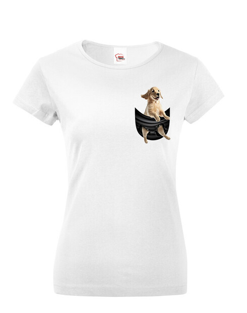 Dámské tričko Zlatý retrívr v kapsičce