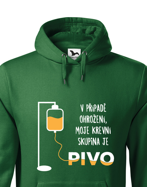 Mikina s pivním motivem Krevní skupina je pivo