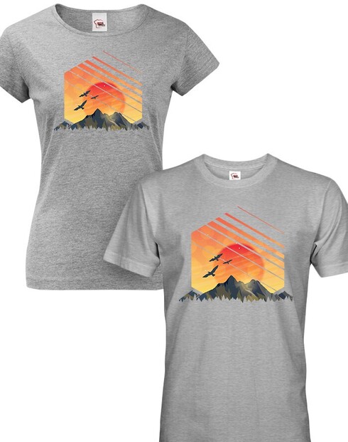 Párové turistické trička Západ slunce