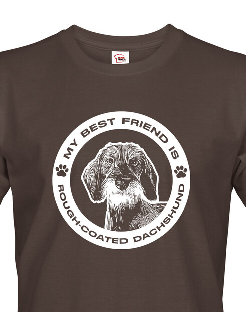 Pánské tričko Hrubosrstý jezevčík kulatý motív