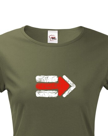 Dámské tričko Turistická šipka - červená