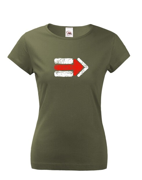 Dámské tričko Turistická šipka - červená