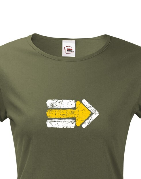 Dámské tričko Turistická šipka - žlutá