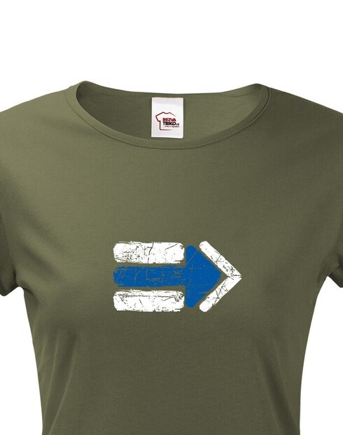 Dámské tričko Turistická šipka - modrá