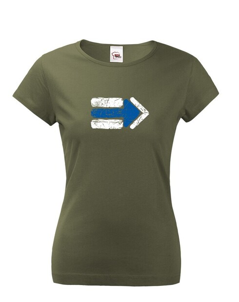 Dámské tričko Turistická šipka - modrá