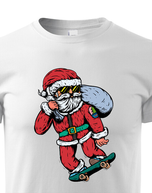Dětské tričko Santa Claus na skateboardu
