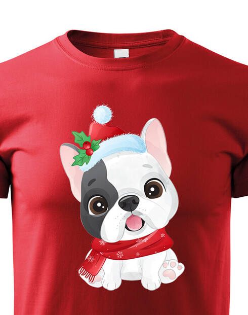 Dětské triko Vánoční buldoček