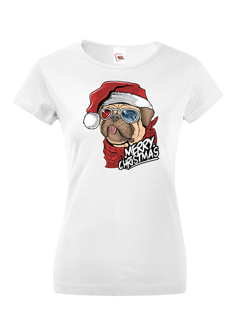 Dámské tričko Vánoční buldoček