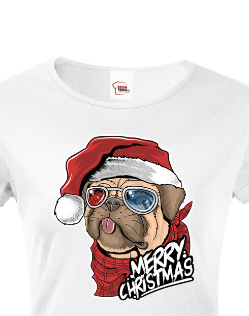 Dámské tričko Vánoční buldoček