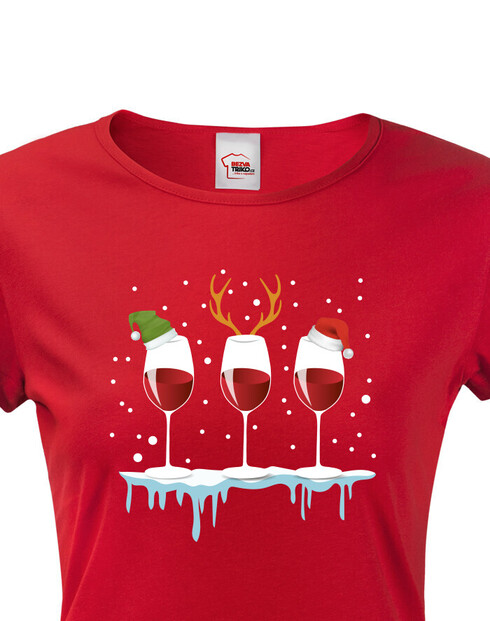Dámské vánoční triko s vínem
