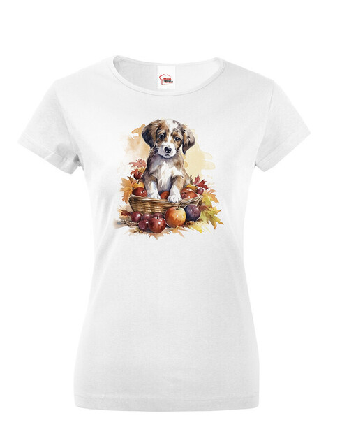 Dámské tričko Pejsek v košíku