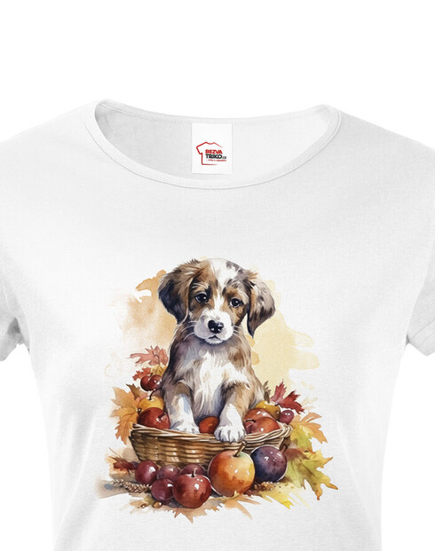 Dámské tričko Pejsek v košíku