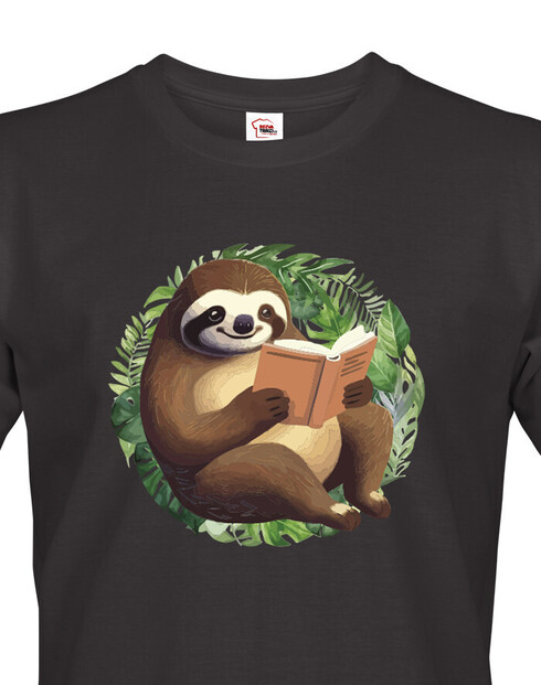 Pánské tričko Lenochod s knihou