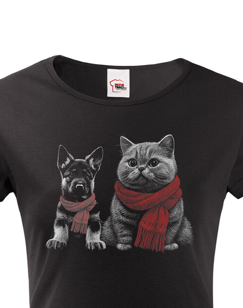 Dámské tričko Kočka a pejsek
