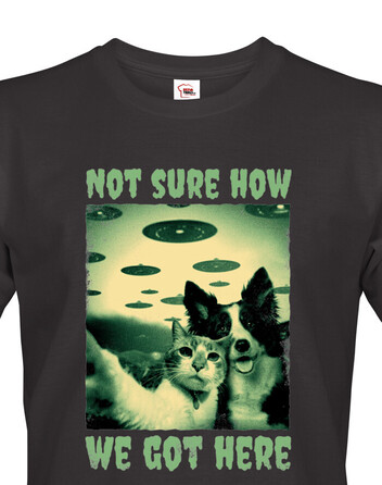 Pánské tričko Kočka a pes selfie