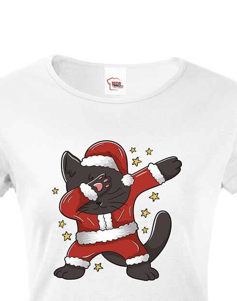 Dámské tričko Vánoční kočka