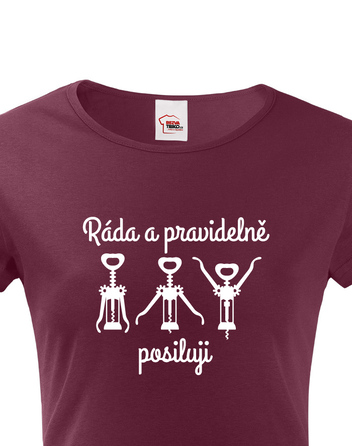 Dámské tričko Ráda a pravidelně posiluji