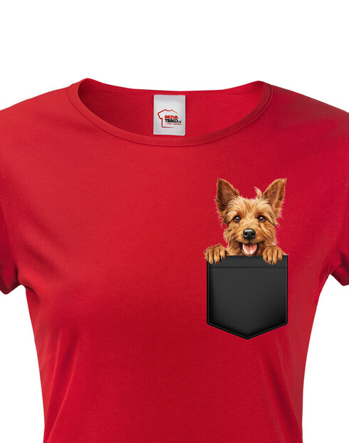 Dámské tričko Austrálsky teriér v kapsičce