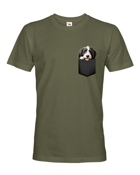 Pánské tričko Bearded kolie v kapsičce