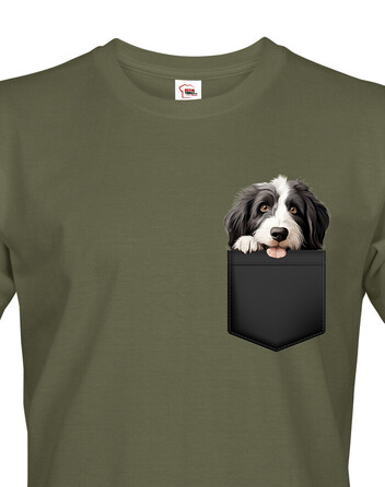 Pánské tričko Bearded kolie v kapsičce