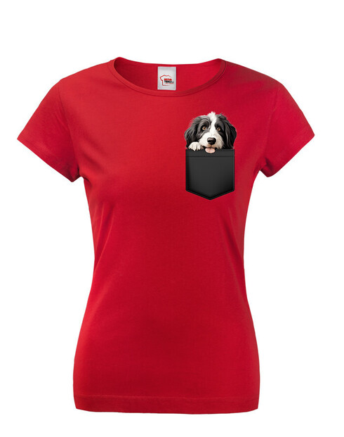 Dámské tričko Bearded kolie v kapsičce