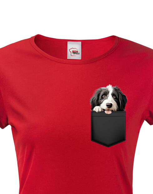 Dámské tričko Bearded kolie v kapsičce