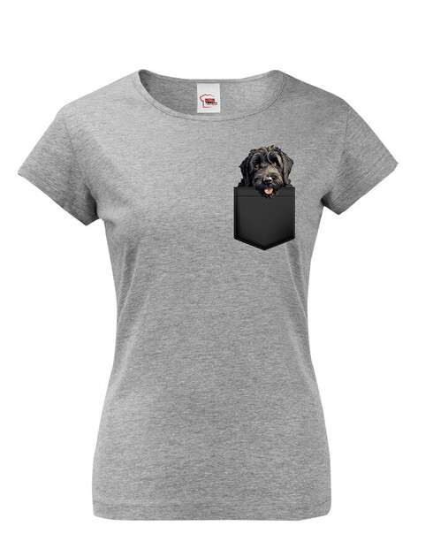 Dámské tričko Ruský černý teriér v kapsičce