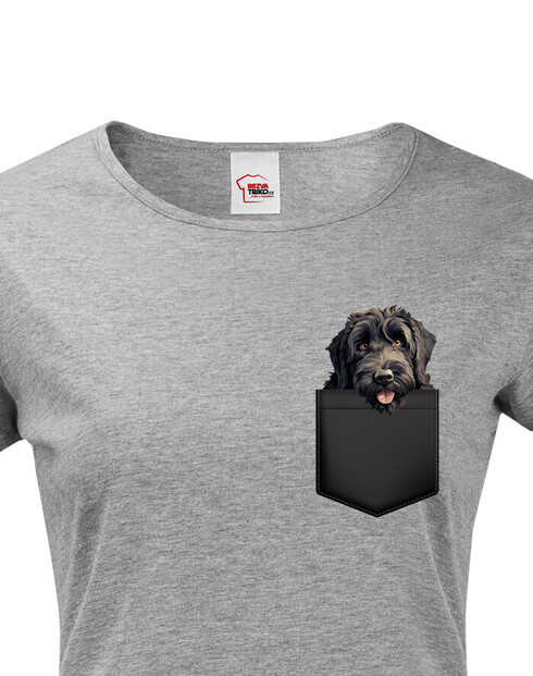Dámské tričko Ruský černý teriér v kapsičce
