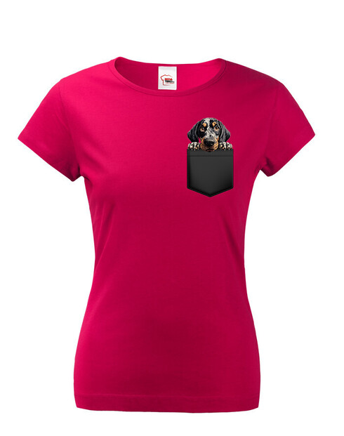 Dámské tričko Bluetick Coonhound v kapsičce