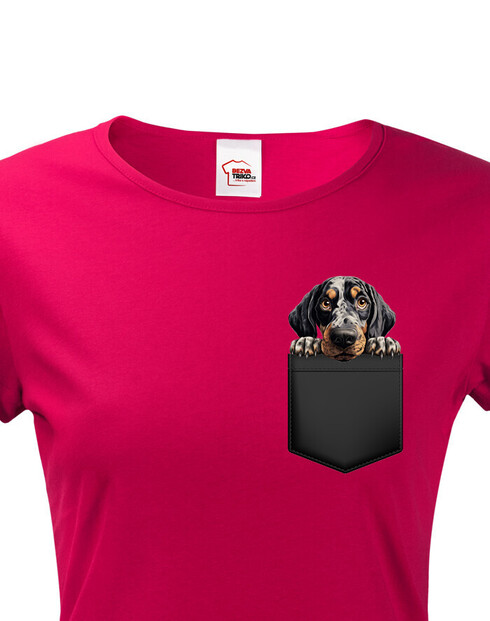 Dámské tričko Bluetick Coonhound v kapsičce