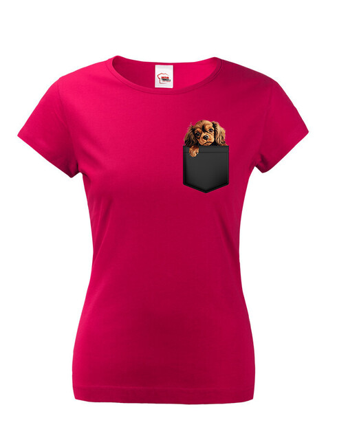 Dámské tričko King Charles španěl v kapsičce