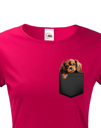 Dámské tričko King Charles španěl v kapsičce