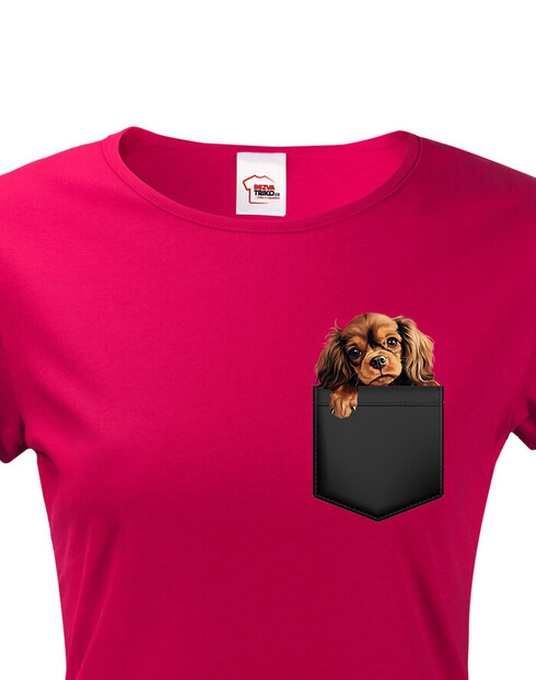 Dámské tričko King Charles španěl v kapsičce