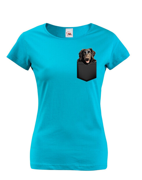 Dámské tričko Flat coated retrívr v kapsičce