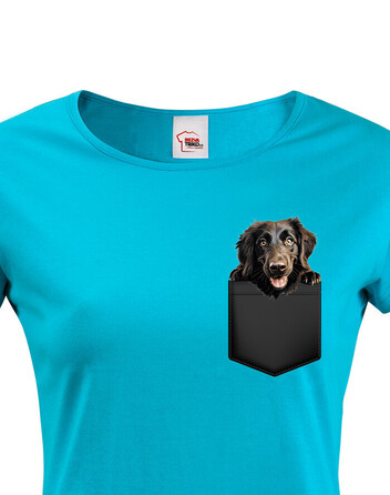 Dámské tričko Flat coated retrívr v kapsičce